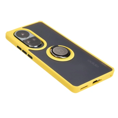 Buy Bizon Case Hybrid Ring Oppo Reno10 / 10 Pro smoky with a yellow frame - BIZ3289 - {ean13} - Home Screen Store Europe