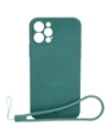 Etui silikonové s magnetickým kroužkem Bizon Case Silicone Magnetic pro Apple iPhone 12 Pro tmavozelené