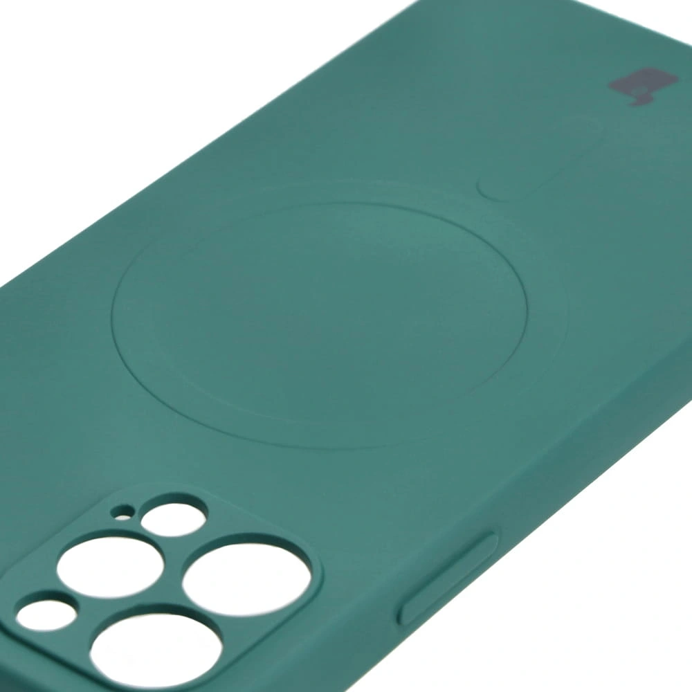 Etui silikonowe z pierścieniem magnetycznym Bizon Case Silicone Magnetic do Apple iPhone 12 Pro ciemnozielone