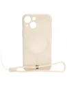 Etui Bizon Case Silicone MagSafe Sq do Apple iPhone 13 Mini beżowe
