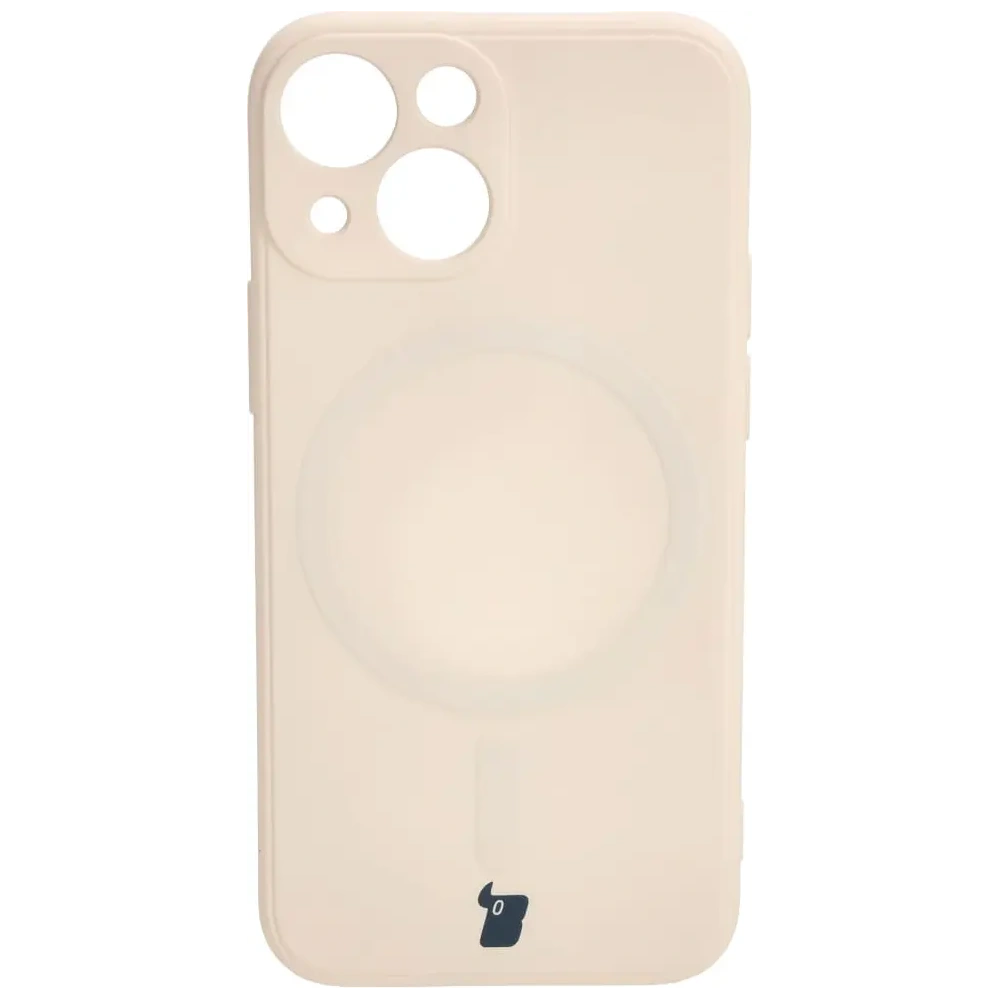 Etui Bizon Case Silicone MagSafe Sq do Apple iPhone 13 Mini beżowe
