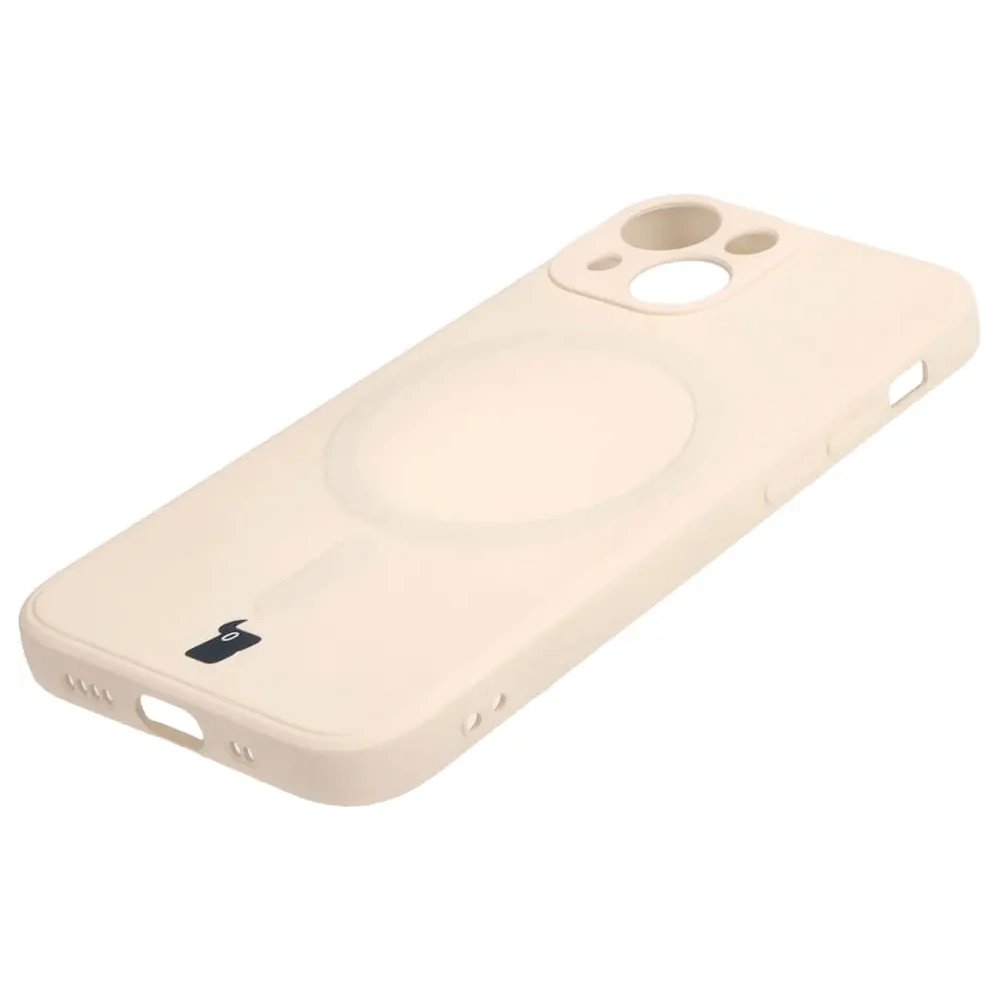 Etui Bizon Case Silicone MagSafe Sq do Apple iPhone 13 Mini beżowe