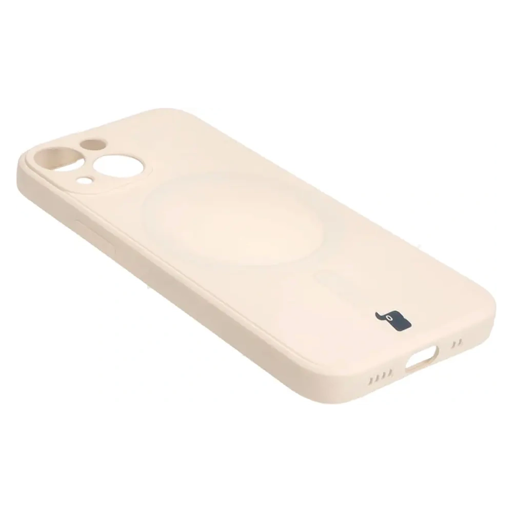 Etui Bizon Case Silicone MagSafe Sq do Apple iPhone 13 Mini beżowe