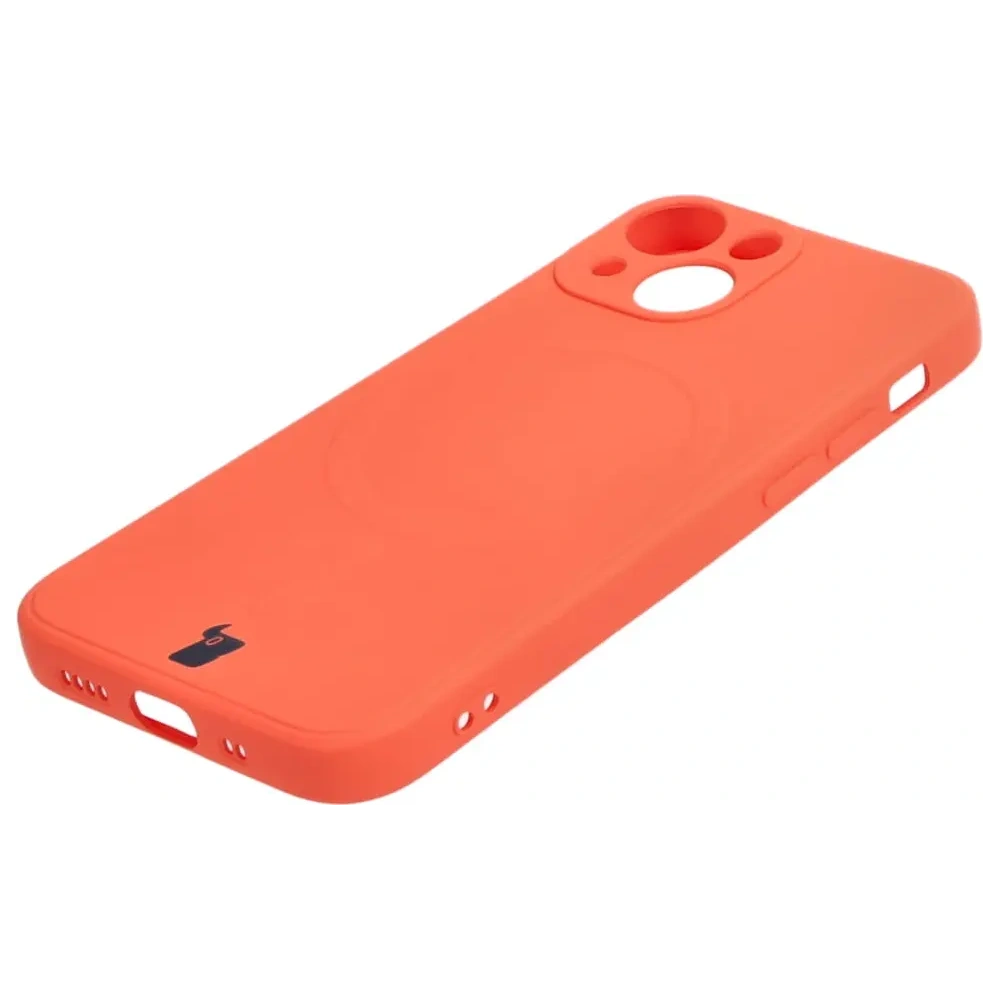 Etui Bizon Case Silicone MagSafe Sq do Apple iPhone 13 Mini marchewkowe