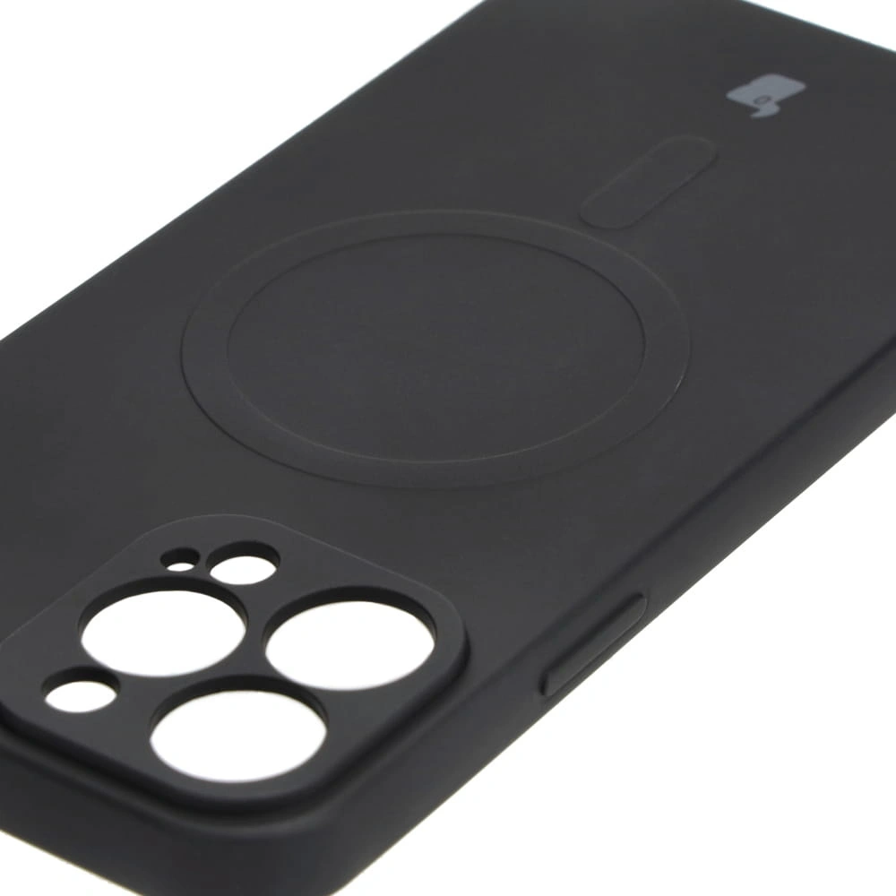Etui silikonowe z pierścieniem magnetycznym Bizon Case Silicone Magnetic do Apple iPhone 13 Pro Max czarne