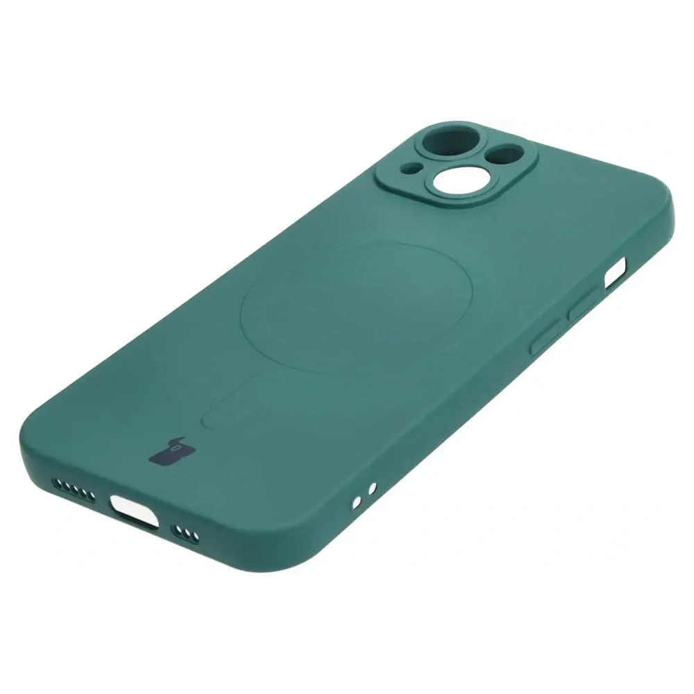 Etui silikonowe z pierścieniem magnetycznym Bizon Case Silicone Magnetic do Apple iPhone 14 ciemnozielone