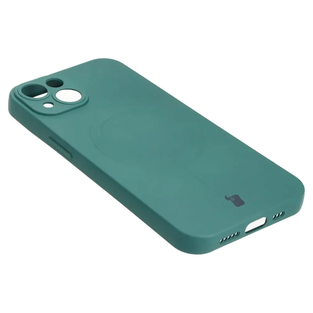 Etui silikonowe z pierścieniem magnetycznym Bizon Case Silicone Magnetic do Apple iPhone 14 ciemnozielone