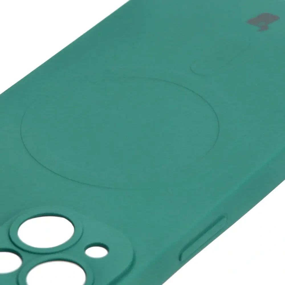 Etui silikonowe z pierścieniem magnetycznym Bizon Case Silicone Magnetic do Apple iPhone 14 ciemnozielone