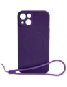 Etui silikonowe z pierścieniem magnetycznym Bizon Case Silicone Magnetic do Apple iPhone 14 śliwkowe