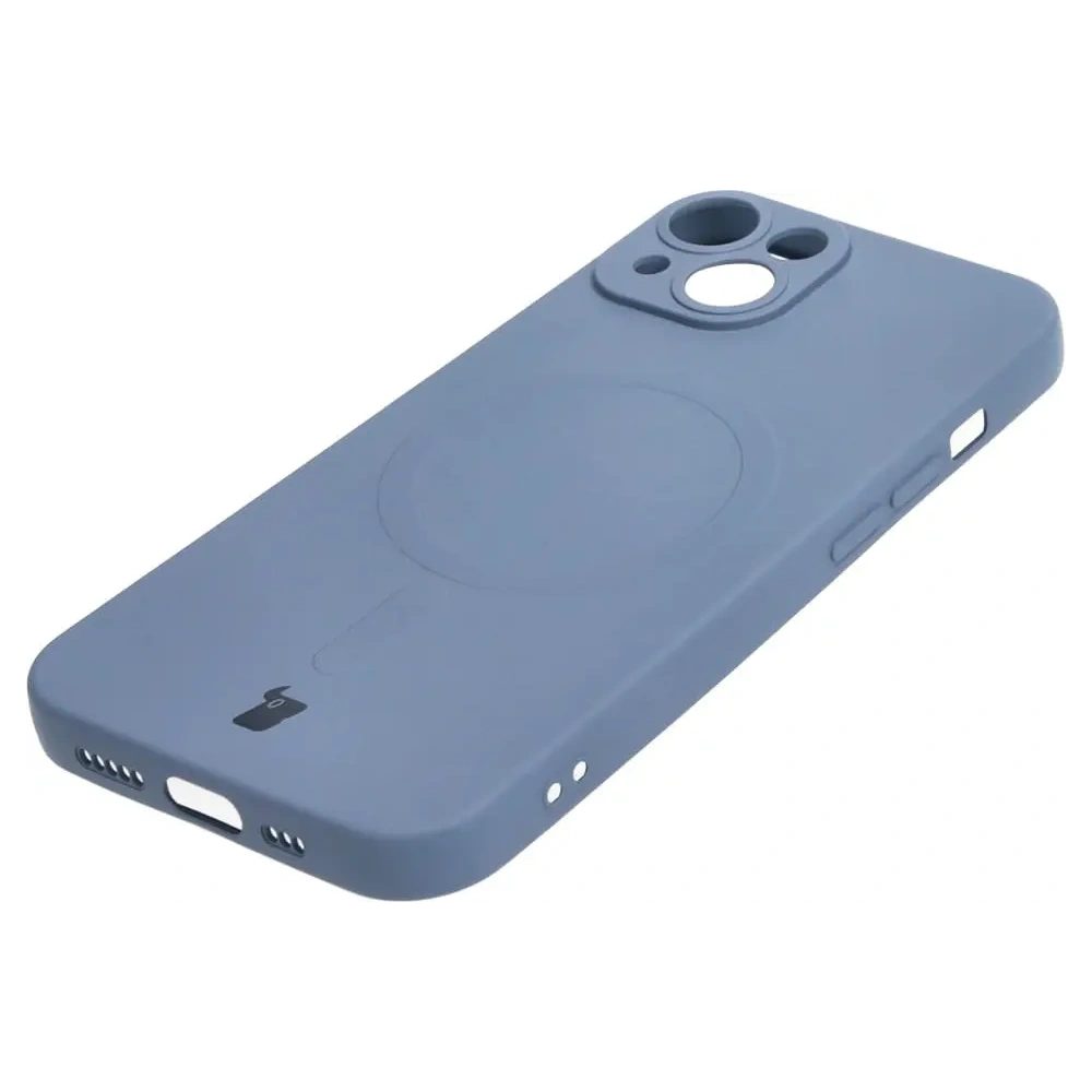 Etui silikonowe z pierścieniem magnetycznym Bizon Case Silicone Magnetic do Apple iPhone 14 szare