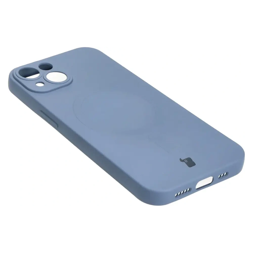Etui silikonowe z pierścieniem magnetycznym Bizon Case Silicone Magnetic do Apple iPhone 14 szare