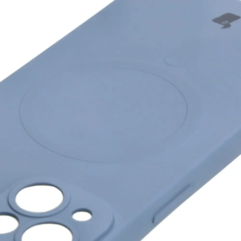 Etui silikonowe z pierścieniem magnetycznym Bizon Case Silicone Magnetic do Apple iPhone 14 szare