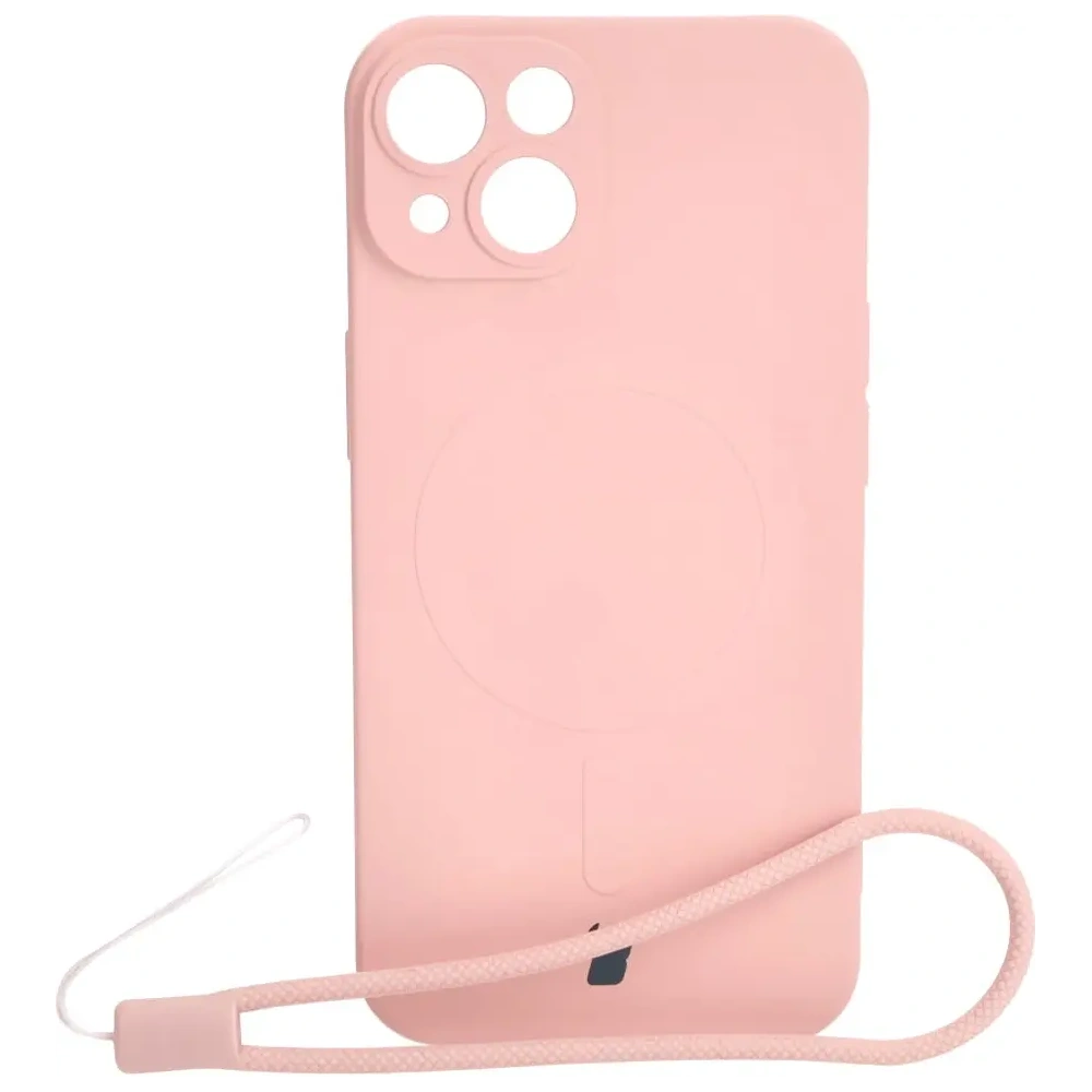 Etui silikonowe z pierścieniem magnetycznym Bizon Case Silicone Magnetic do Apple iPhone 14 jasnoróżowe