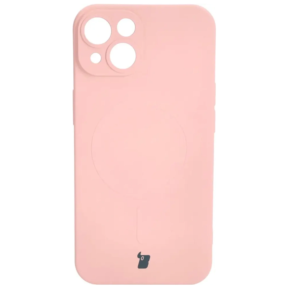 Etui silikonowe z pierścieniem magnetycznym Bizon Case Silicone Magnetic do Apple iPhone 14 jasnoróżowe