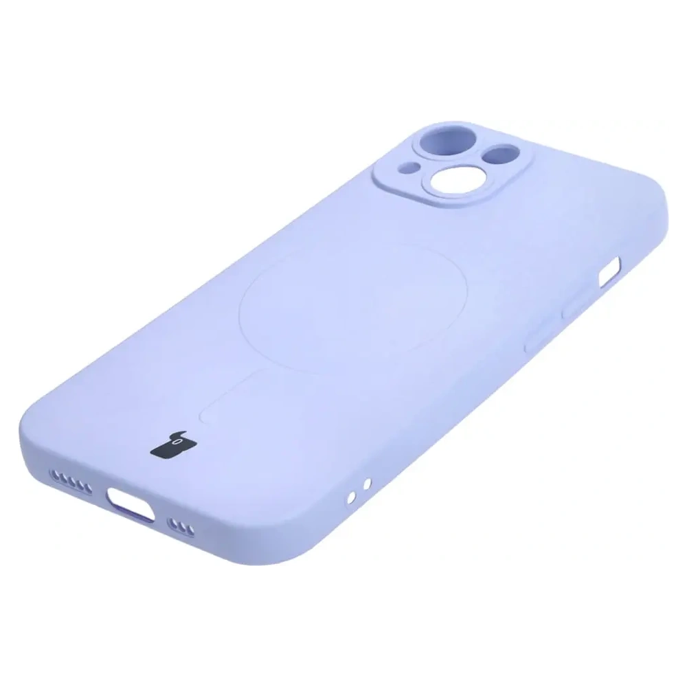 Etui silikonowe z pierścieniem magnetycznym Bizon Case Silicone Magnetic do Apple iPhone 14 jasnofioletowe