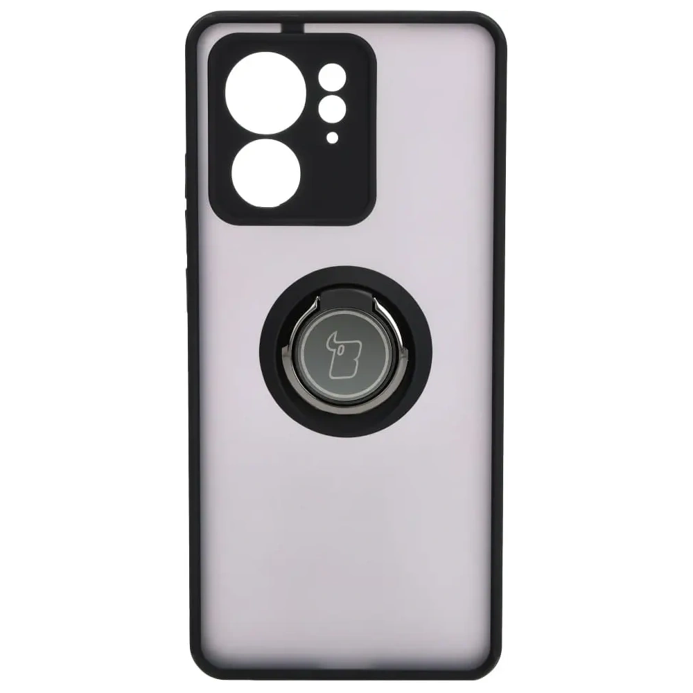 Etui z uchwytem na palec Bizon Case Hybrid Ring do Motorola Edge 40 przydymione z czarną ramką