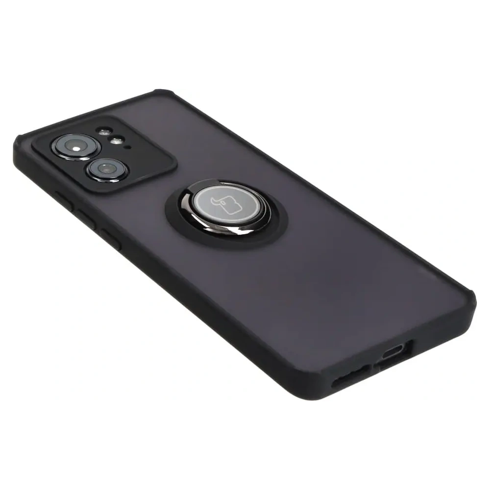 Etui z uchwytem na palec Bizon Case Hybrid Ring do Motorola Edge 40 przydymione z czarną ramką