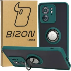 Bizon Case Hybrid Ring Motorola Edge 40 smoky with a dark green frame