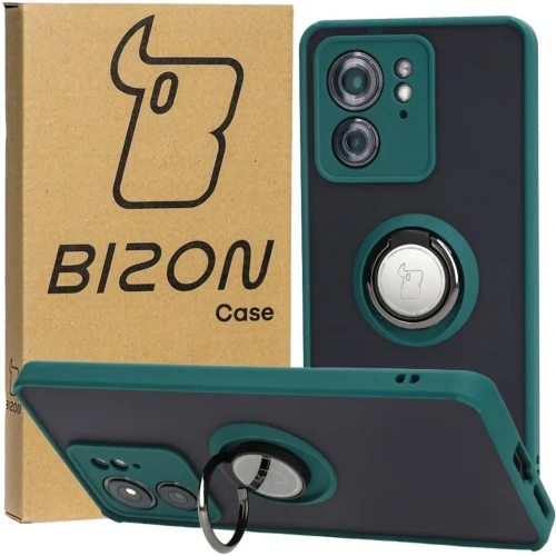 Kup Caz hibrid Bizon Ring pentru Motorola Edge 40 fumuriu cu un cadru verde închis - BIZ3316 - {ean13} - Sklep Home Screen