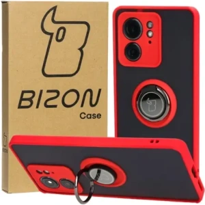 Bizon Case Hybrid Ring Motorola Edge 40 smoky with a red frame