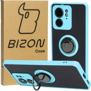 Bizon Case Hybrid Ring Motorola Edge 40 smoky with a light blue frame
