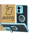 Bizon Case Hybrid Ring Motorola Edge 40 rauchig mit einem hellblauen Rahmen