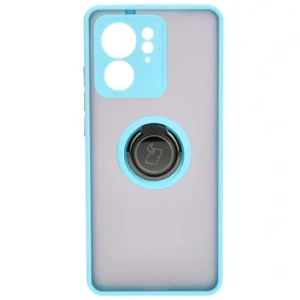 Bizon Case Hybrid Ring Motorola Edge 40 smoky with a light blue frame