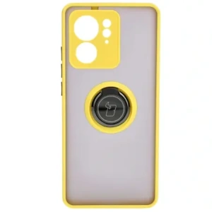 Bizon Case Hybrid Ring Motorola Edge 40 smoky with a yellow frame