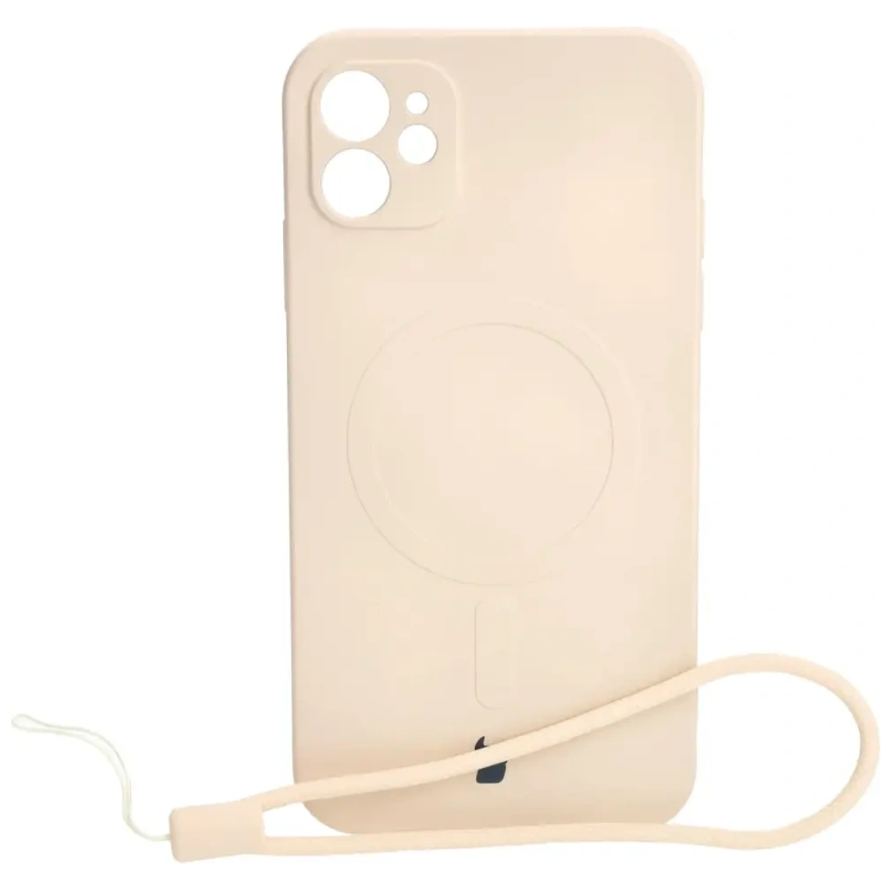 Etui silikonowe z pierścieniem magnetycznym Bizon Case Silicone Magnetic do Apple iPhone 11 beżowe
