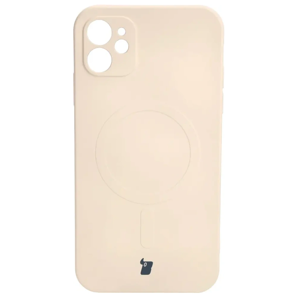Etui silikonowe z pierścieniem magnetycznym Bizon Case Silicone Magnetic do Apple iPhone 11 beżowe