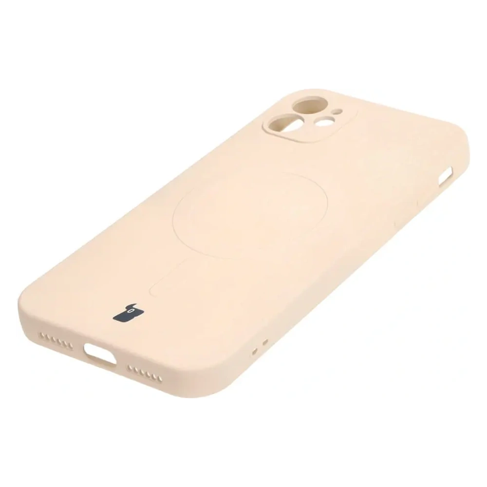 Etui silikonowe z pierścieniem magnetycznym Bizon Case Silicone Magnetic do Apple iPhone 11 beżowe
