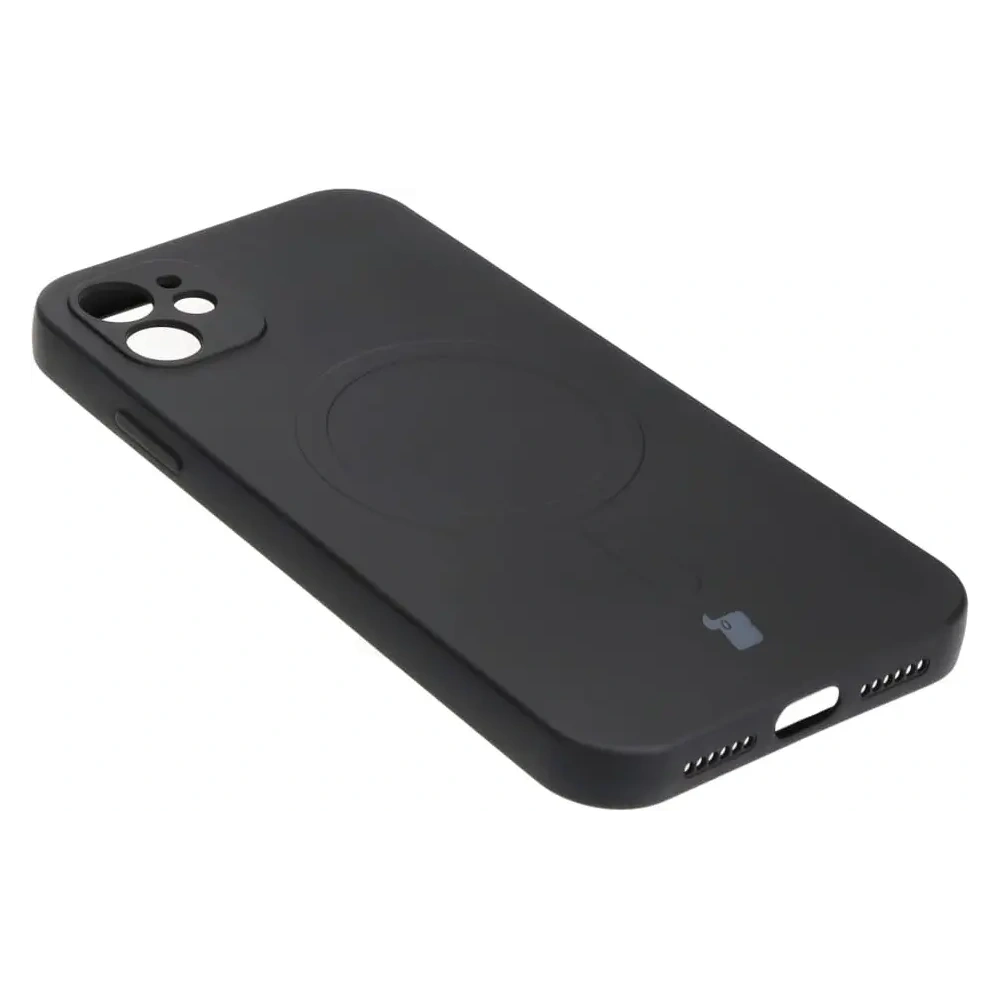 Etui silikonowe z pierścieniem magnetycznym Bizon Case Silicone Magnetic do Apple iPhone 11 czarne
