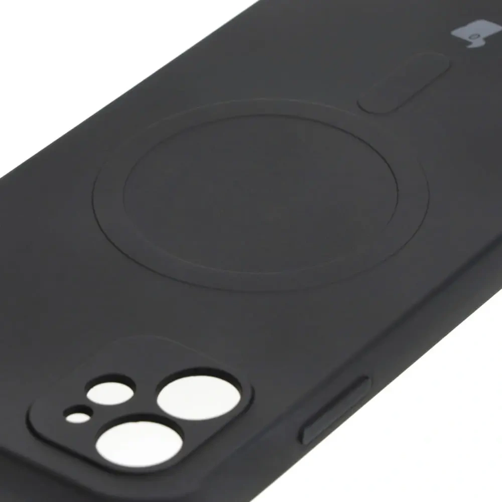 Etui silikonowe z pierścieniem magnetycznym Bizon Case Silicone Magnetic do Apple iPhone 11 czarne