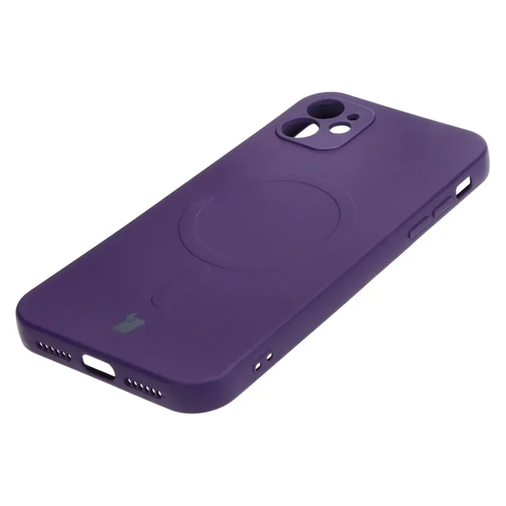 Etui silikonowe z pierścieniem magnetycznym Bizon Case Silicone Magnetic do Apple iPhone 11 śliwkowe
