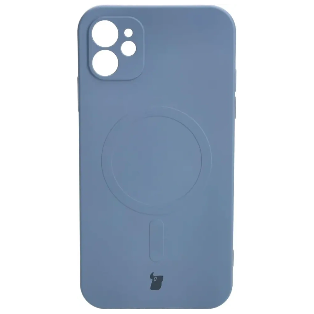 Etui silikonowe z pierścieniem magnetycznym Bizon Case Silicone Magnetic do Apple iPhone 11 szare