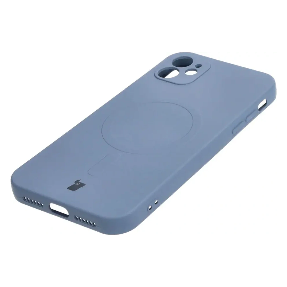 Etui silikonowe z pierścieniem magnetycznym Bizon Case Silicone Magnetic do Apple iPhone 11 szare