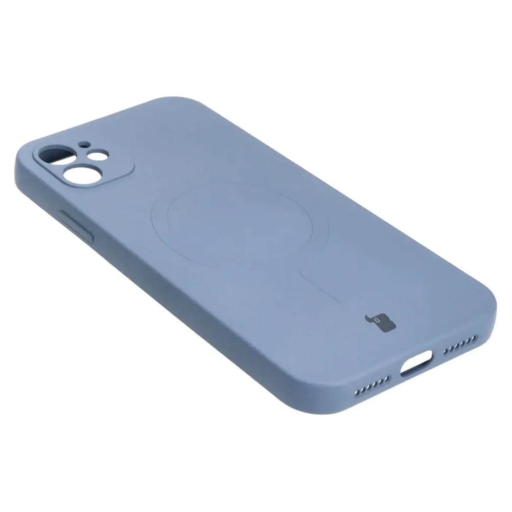 Etui silikonowe z pierścieniem magnetycznym Bizon Case Silicone Magnetic do Apple iPhone 11 szare
