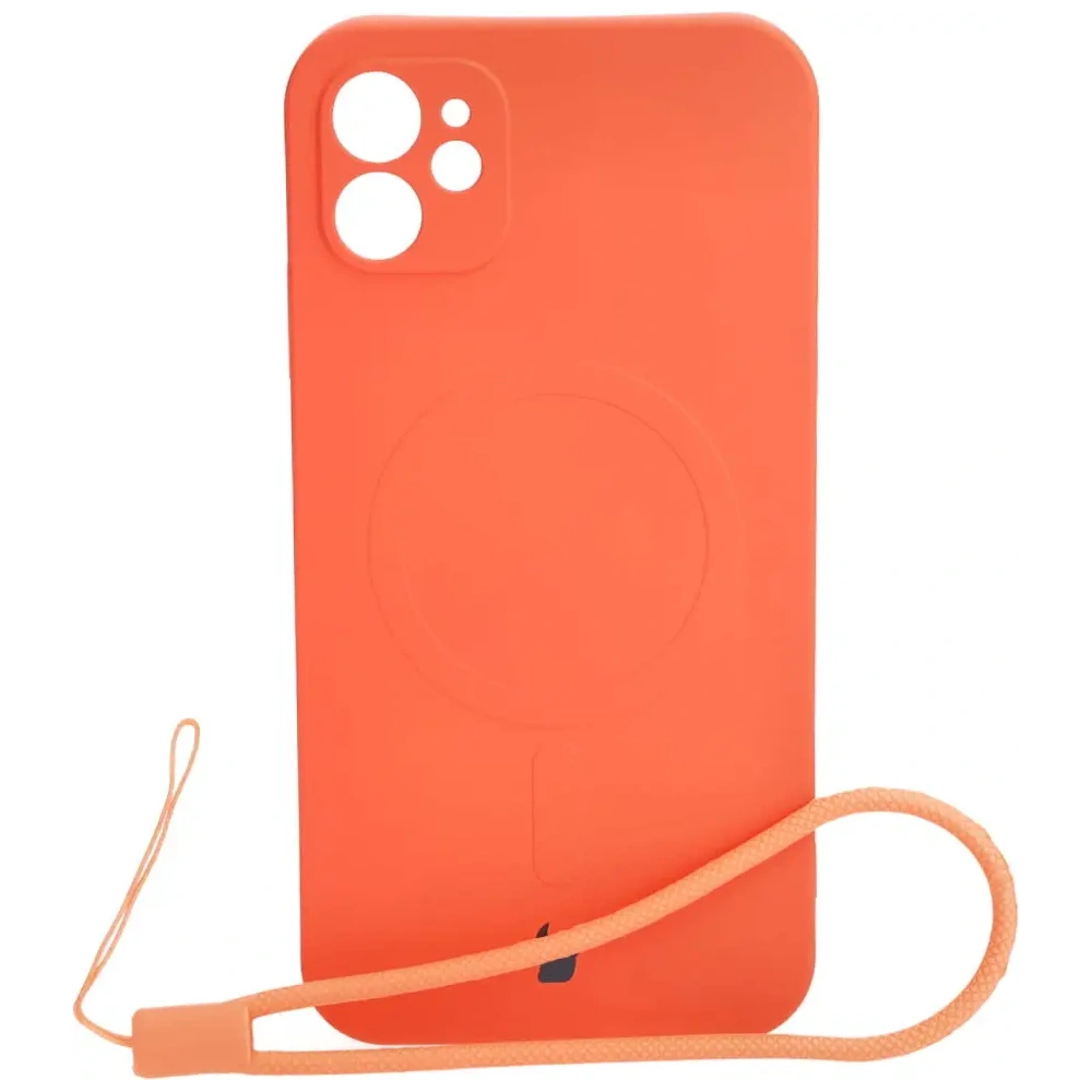 Etui silikonowe z pierścieniem magnetycznym Bizon Case Silicone Magnetic do Apple iPhone 11 marchewkowe