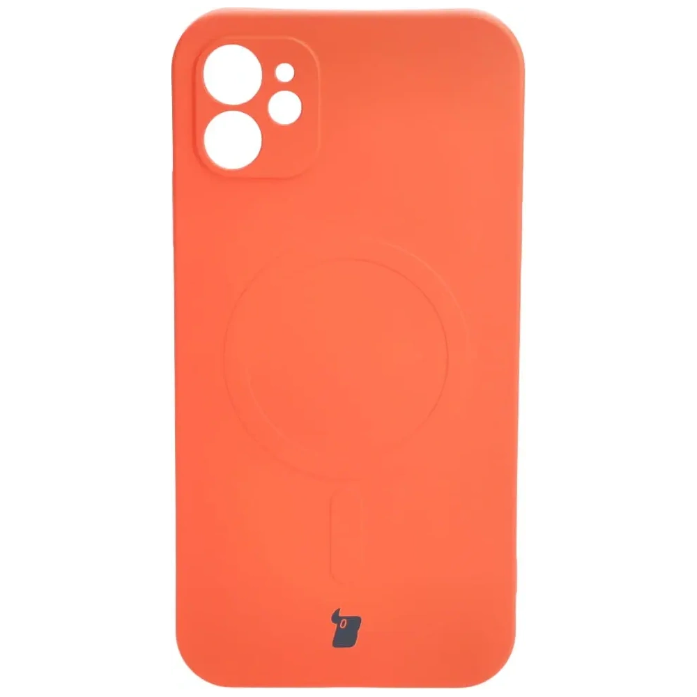 Etui silikonowe z pierścieniem magnetycznym Bizon Case Silicone Magnetic do Apple iPhone 11 marchewkowe