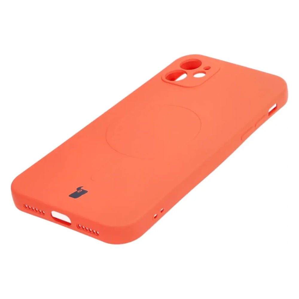 Etui silikonowe z pierścieniem magnetycznym Bizon Case Silicone Magnetic do Apple iPhone 11 marchewkowe