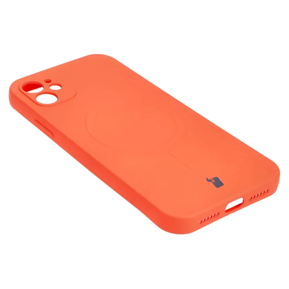 Etui silikonowe z pierścieniem magnetycznym Bizon Case Silicone Magnetic do Apple iPhone 11 marchewkowe