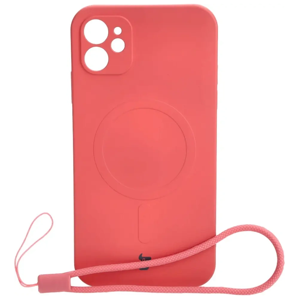 Etui silikonowe z pierścieniem magnetycznym Bizon Case Silicone Magnetic do Apple iPhone 11 brudnoróżowe