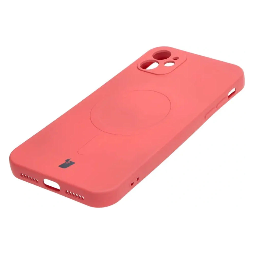 Etui silikonowe z pierścieniem magnetycznym Bizon Case Silicone Magnetic do Apple iPhone 11 brudnoróżowe