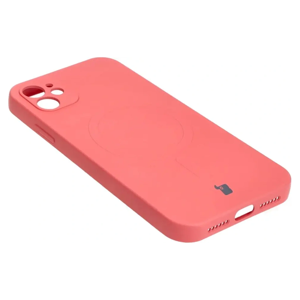 Etui silikonowe z pierścieniem magnetycznym Bizon Case Silicone Magnetic do Apple iPhone 11 brudnoróżowe