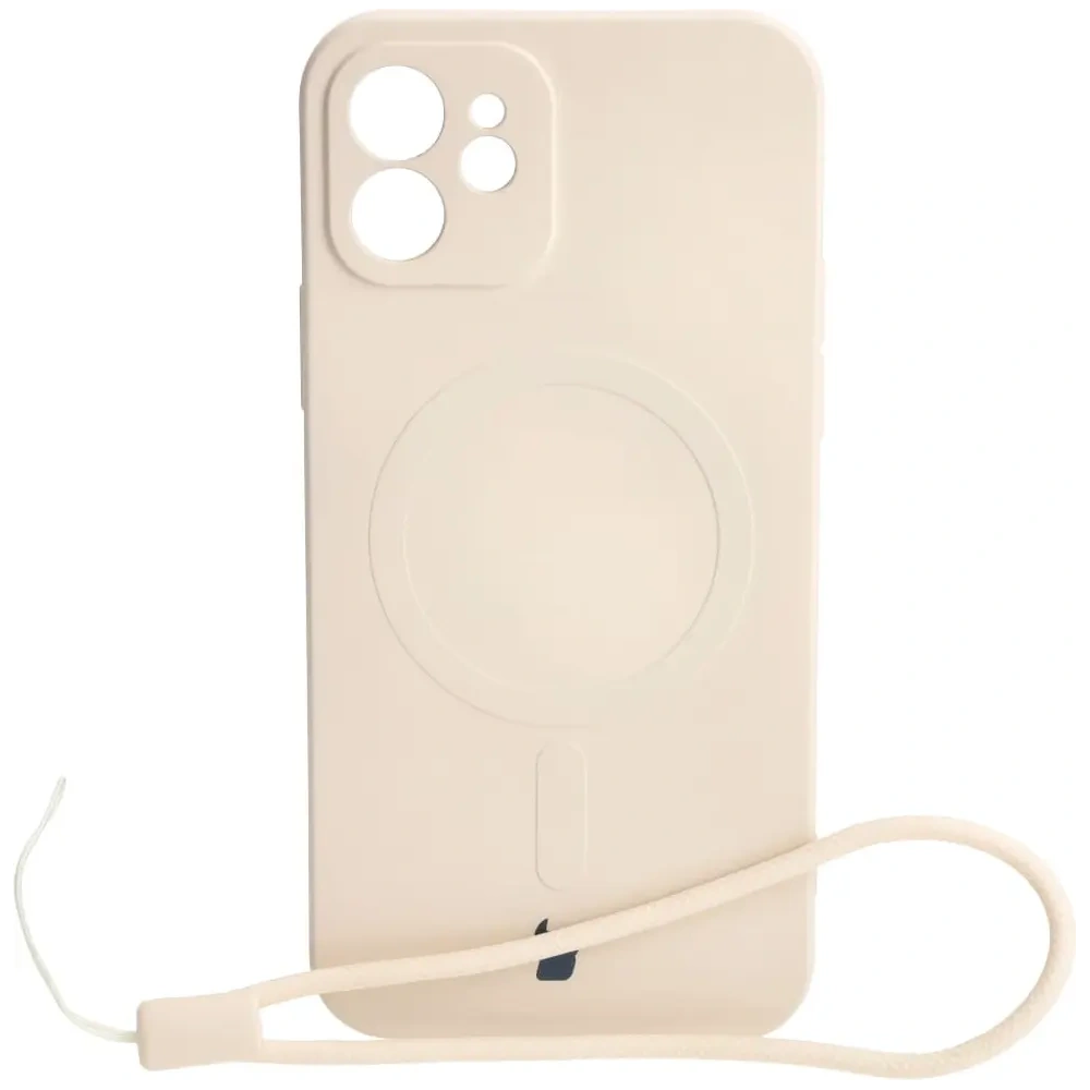 Etui silikonowe z pierścieniem magnetycznym Bizon Case Silicone Magnetic do Apple iPhone 12 beżowe