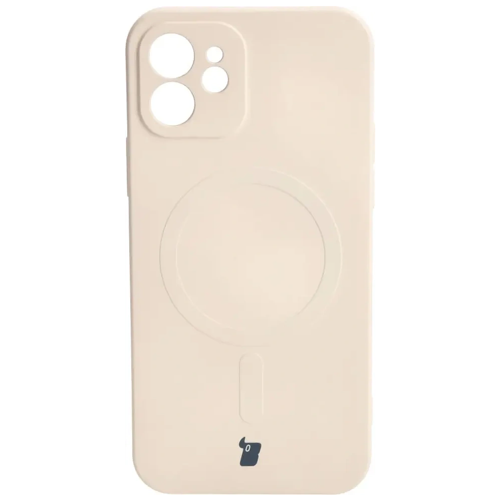 Etui silikonowe z pierścieniem magnetycznym Bizon Case Silicone Magnetic do Apple iPhone 12 beżowe
