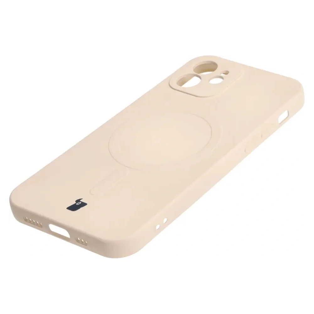 Etui silikonowe z pierścieniem magnetycznym Bizon Case Silicone Magnetic do Apple iPhone 12 beżowe