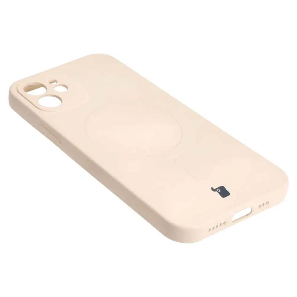 Etui silikonowe z pierścieniem magnetycznym Bizon Case Silicone Magnetic do Apple iPhone 12 beżowe