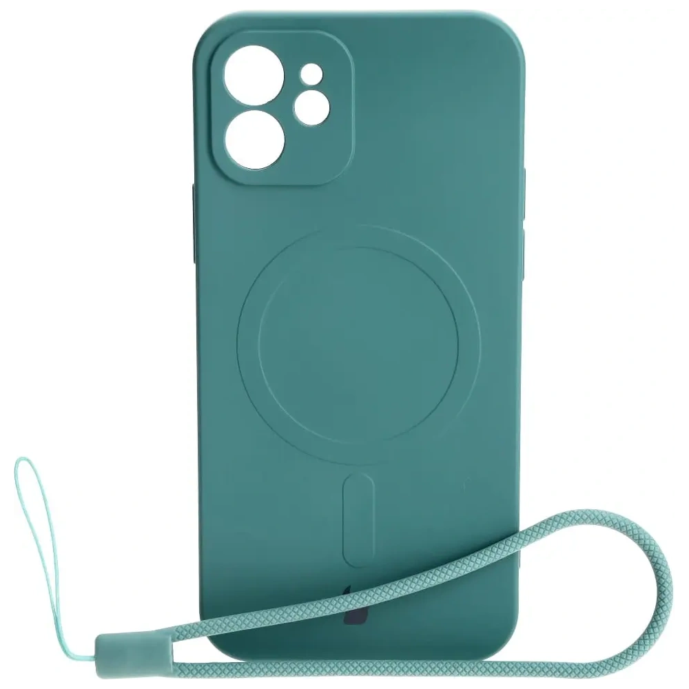 Etui silikonowe z pierścieniem magnetycznym Bizon Case Silicone Magnetic do Apple iPhone 12 ciemnozielone