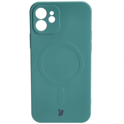 Kup Etui silikonové s magnetickým kroužkem Bizon Case Silicone Magnetic pro Apple iPhone 12 tmavě zelené - BIZ3335 - {ean13} - Sklep Home Screen